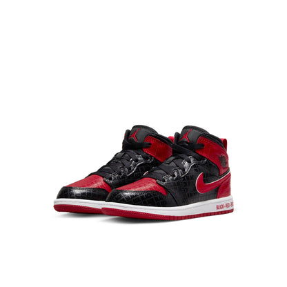 Air Jordan Preschool Retro 1 Mid 'Black Red Bred Ps' Sneakers