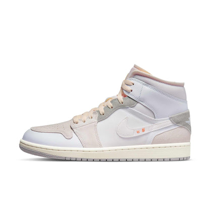 Air Jordan Men's Retro 1 Mid Se 'Craft Inside Out White Grey' Sneakers