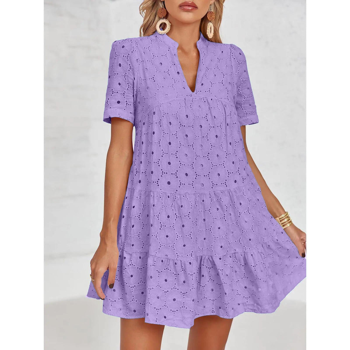 Women’s Summer Lace Dresses Eyelet Casual Flowy Babydoll Swing