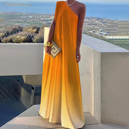 Women's Elegant Asymmetrical One Shoulder Maxi Dress