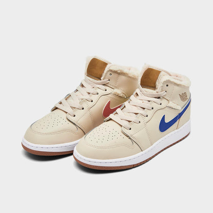 Air Jordan Grade School Retro 1 Mid Utility 'Fleece Pearl White' Gs Sneakers