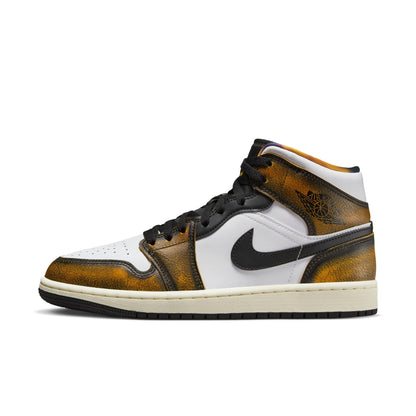 Air Jordan Men's Retro 1 Mid Se 'Orange Wear Away' Sneakers