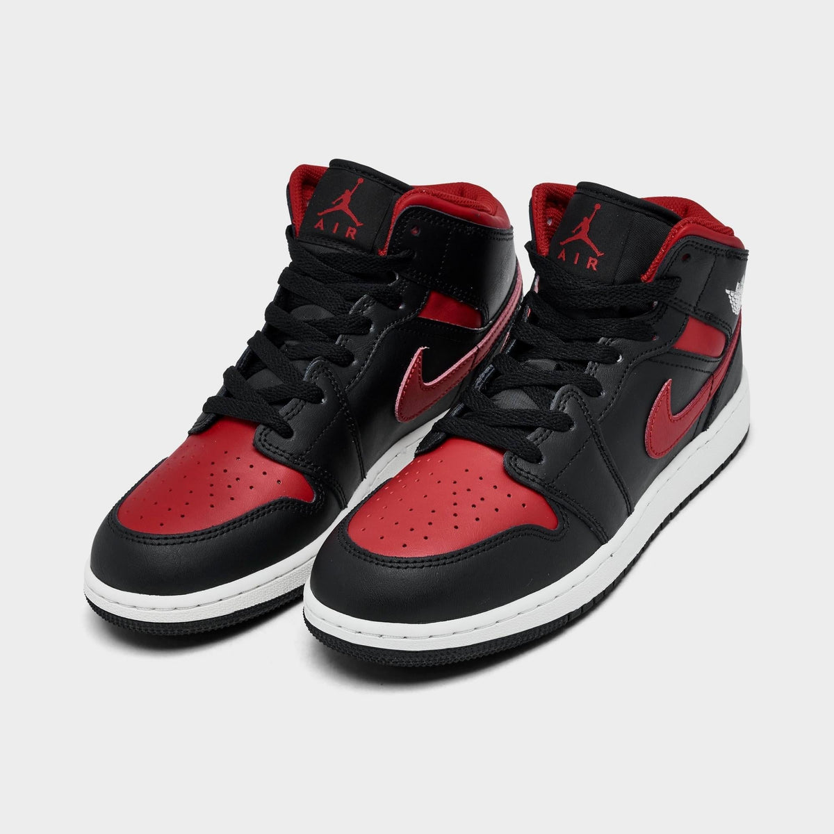 Air Jordan Grade School Retro 1 Mid 'Black Summit White Varsity Red Gs' Sneakers