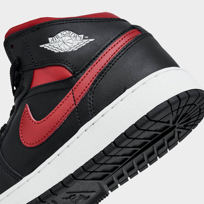 Air Jordan Grade School Retro 1 Mid 'Black Summit White Varsity Red Gs' Sneakers