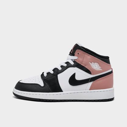 Air Jordan Grade School Retro 1 Mid 'White Rust Pink Black Gs' Sneakers