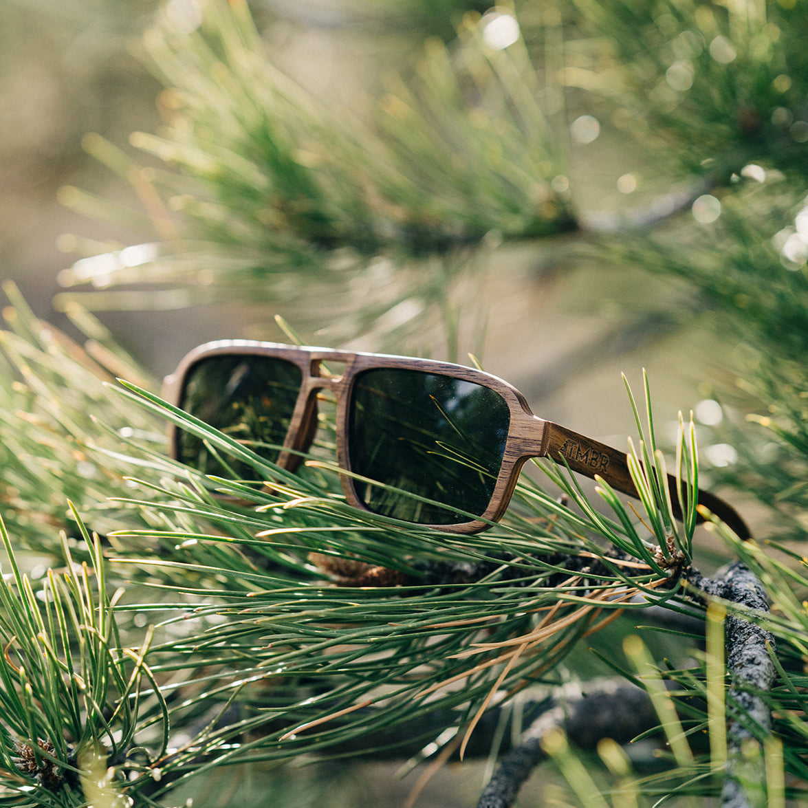 Flyer | Natural w/ Green | Wooden Sunglasses
