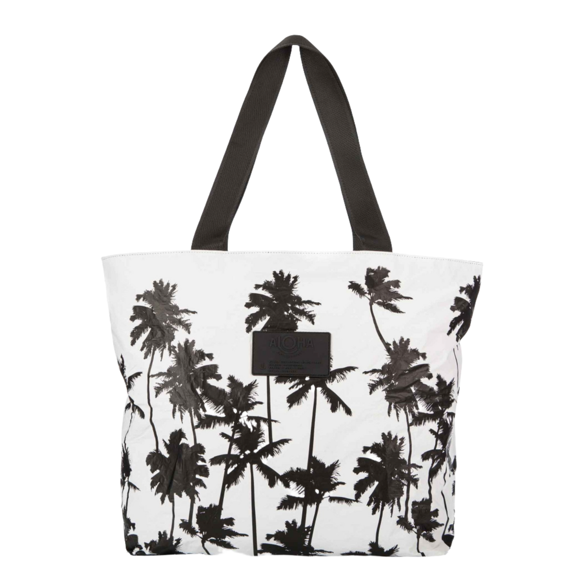 Aloha Day Tripper Tote Bag - Coco Palms Black On White