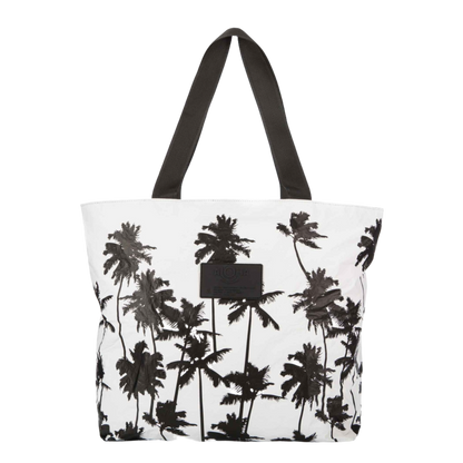 Aloha Day Tripper Tote Bag - Coco Palms Black On White