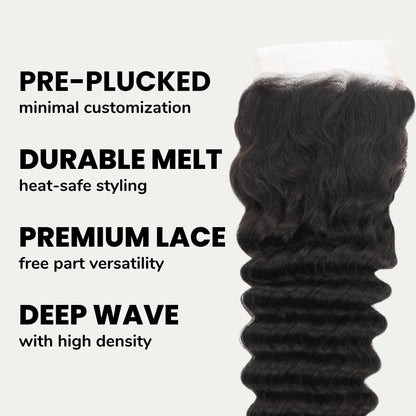 Deep Wave 4x4 HD Lace Human Hair Closure