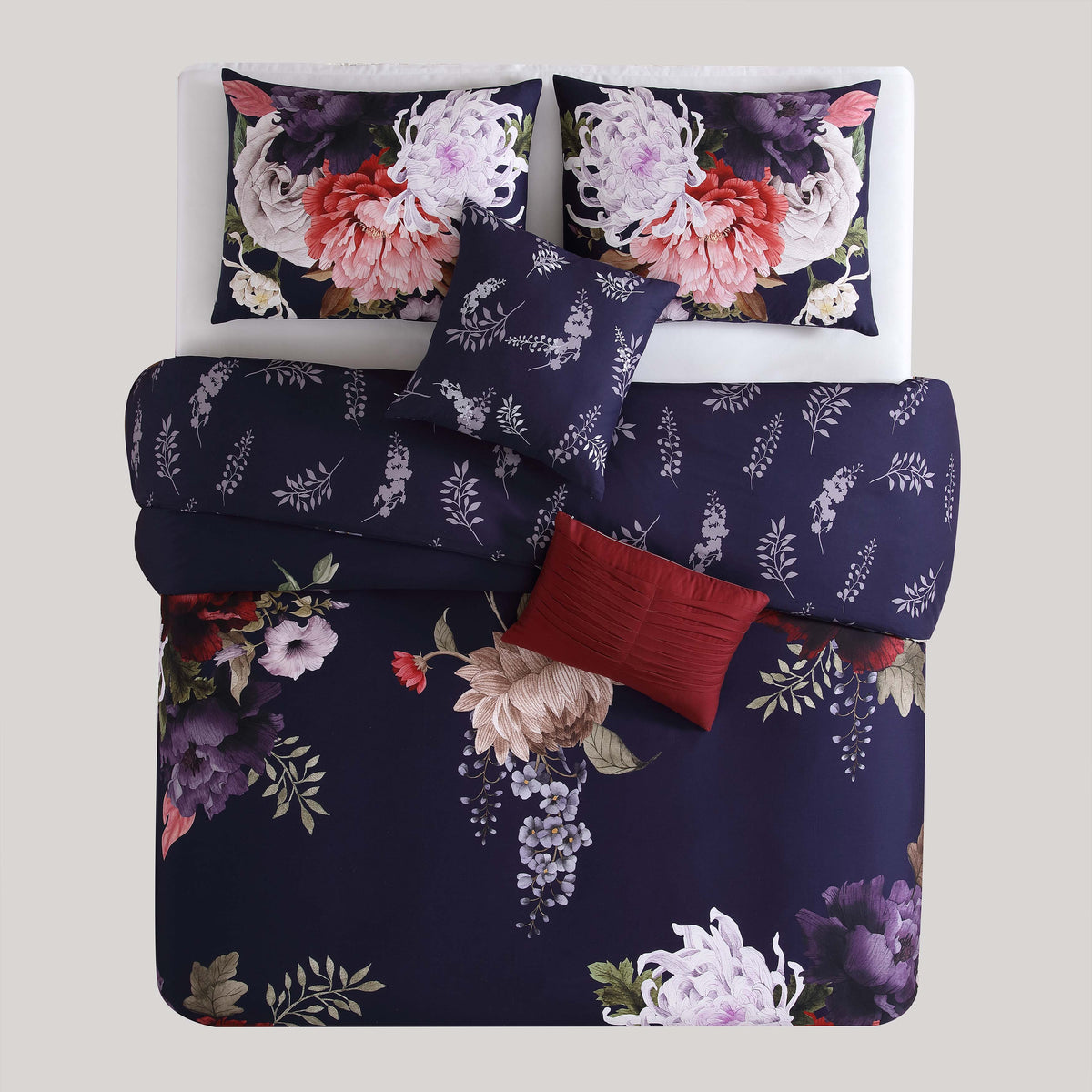 Bebejan Deep Purple Garden 5 Piece Reversible Comforter Set