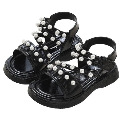 Girls' Summer Sandals with Pearls - Non-Slip Princess Shoes
