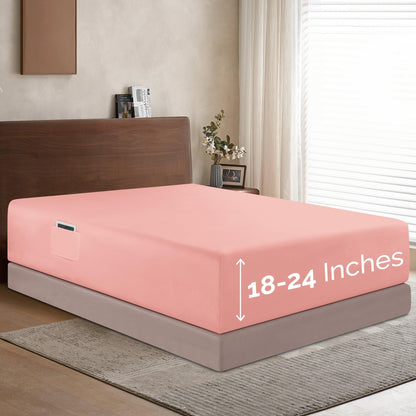 Elegant Comfort Extra Deep Pocket 18"-24" Single Fitted Sheet for High Mattress, Bright Shades