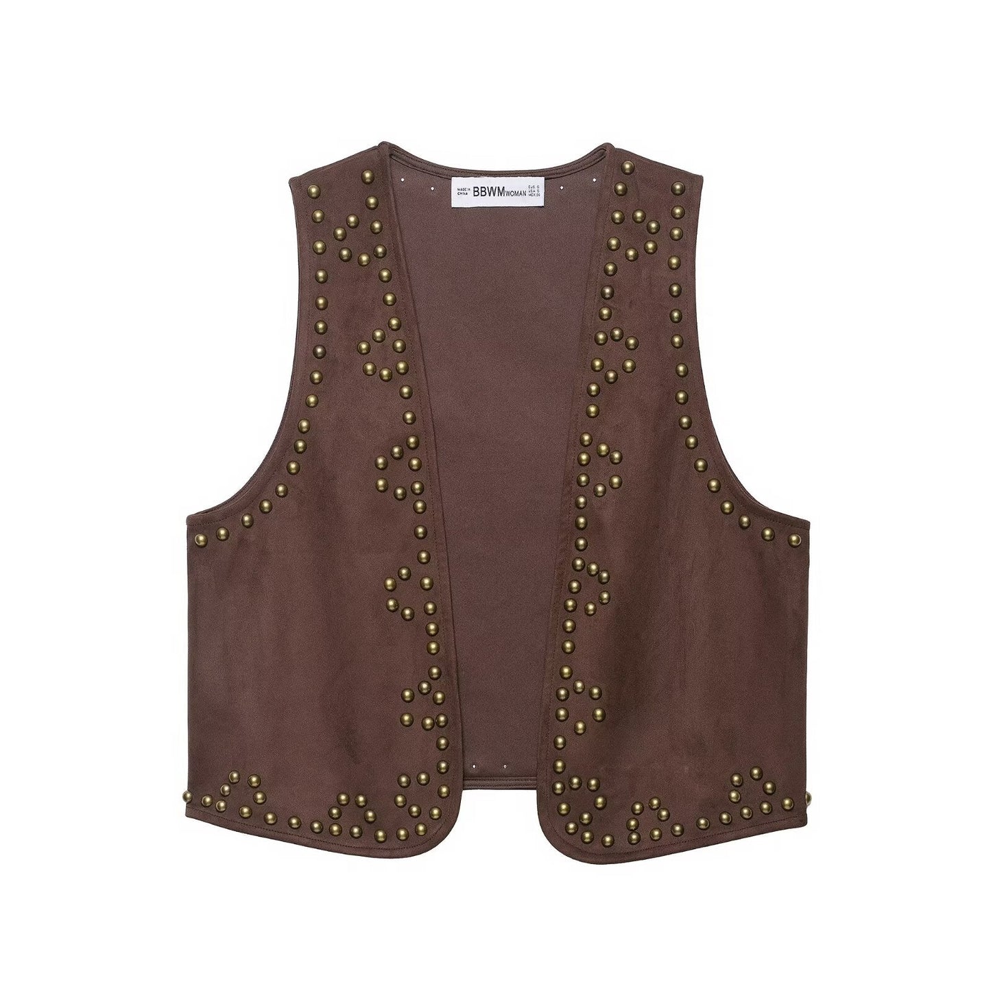 Rivet suede effect vest+shorts set