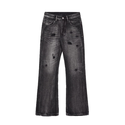 Street Style Retro Ripped Jeans for Women,INS Retro Fitted Slimming Flared Casual Pants