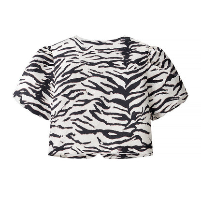 Animal print top+short skirt set