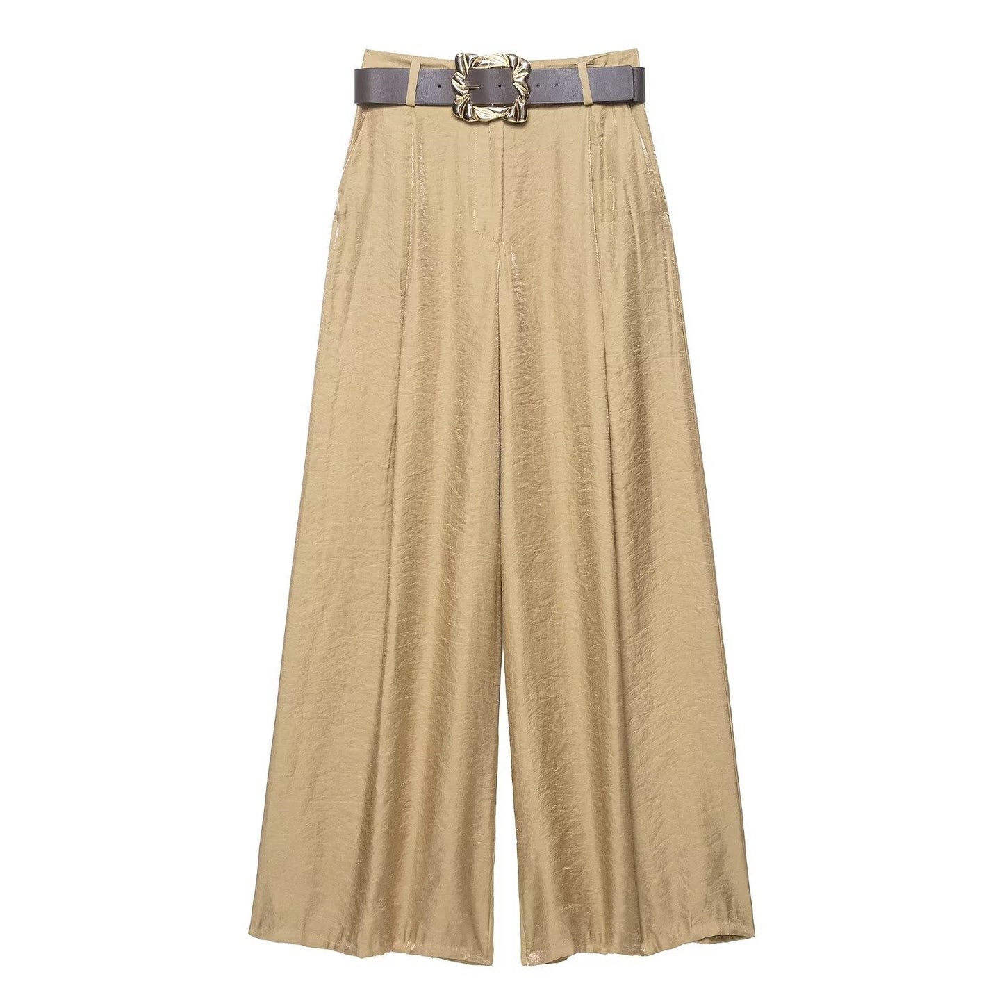 Comes with waistband silk satin wide leg pants