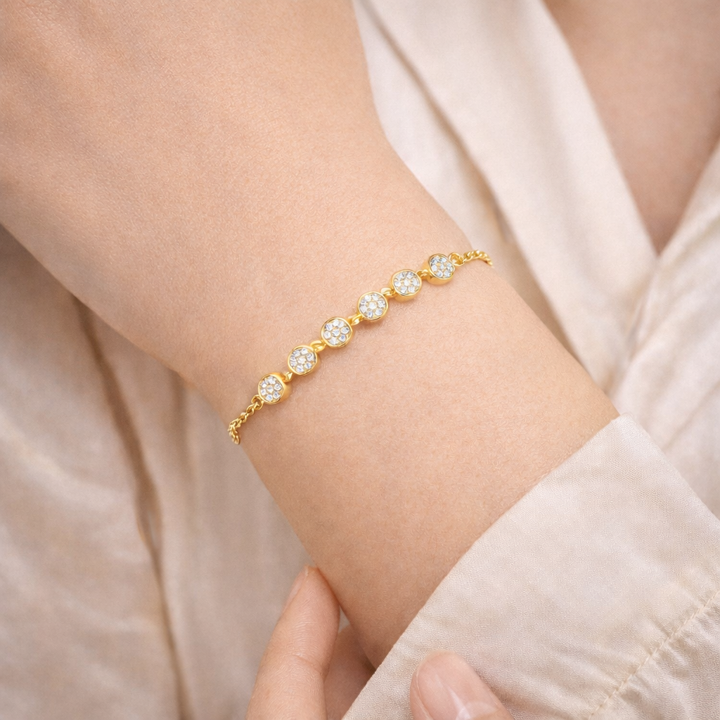 14K Gold-Flashed Crystal Adjustable Bracelet