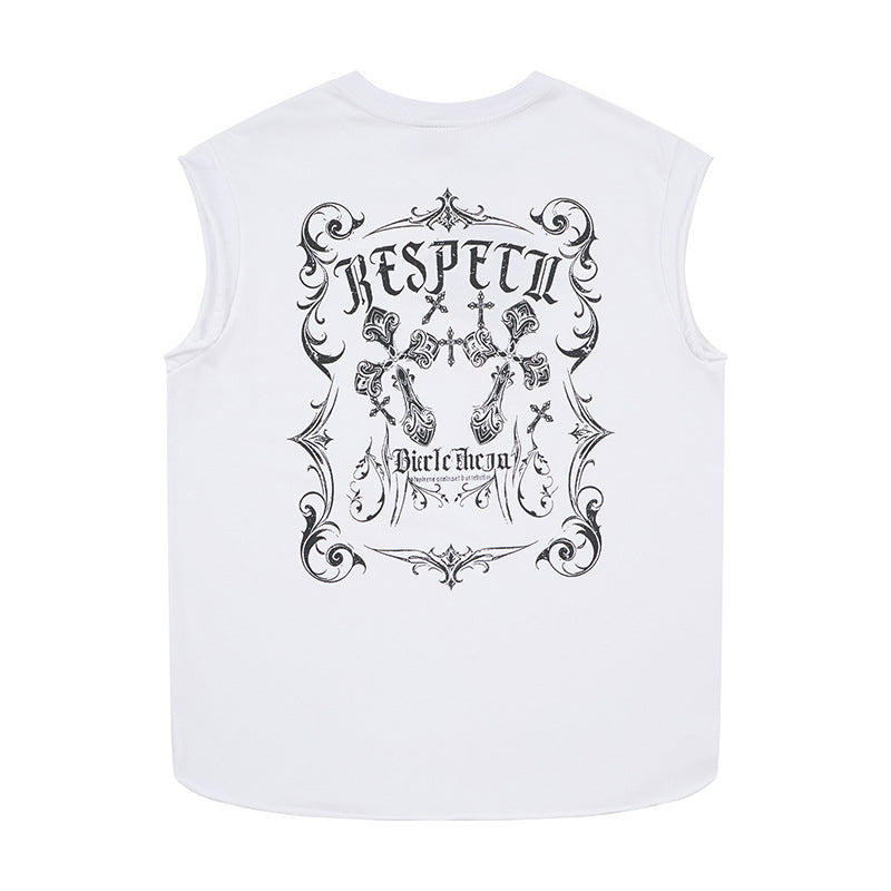 Flower cross wide shoulder vest