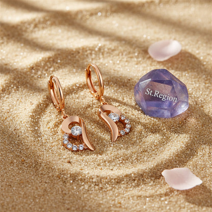 Cubic Zirconia & Goldtone Heart Drop Earrings