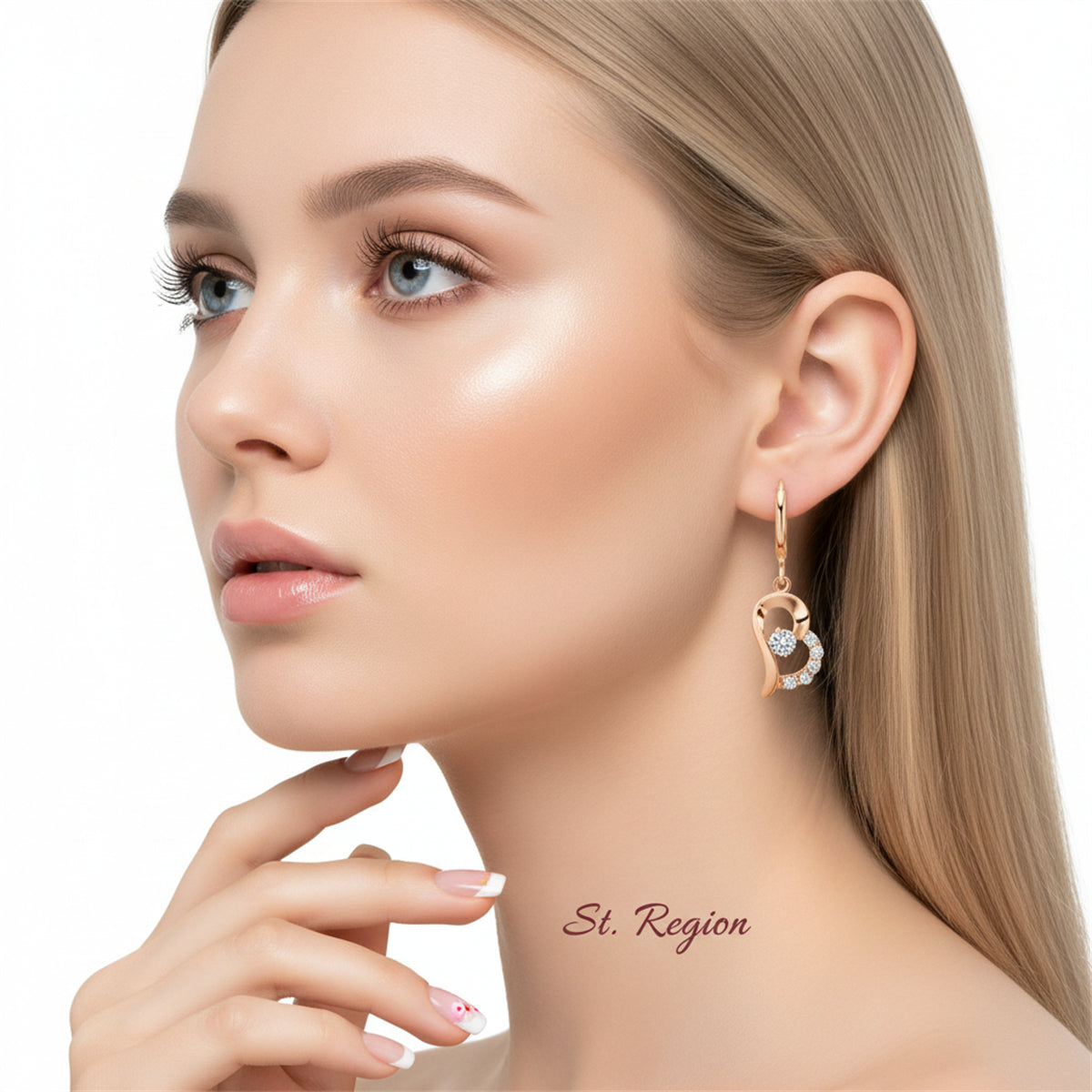 Cubic Zirconia & Goldtone Heart Drop Earrings