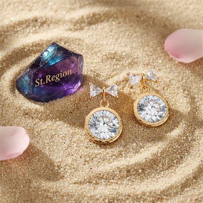 Crystal & Goldtone Bow Drop Earrings
