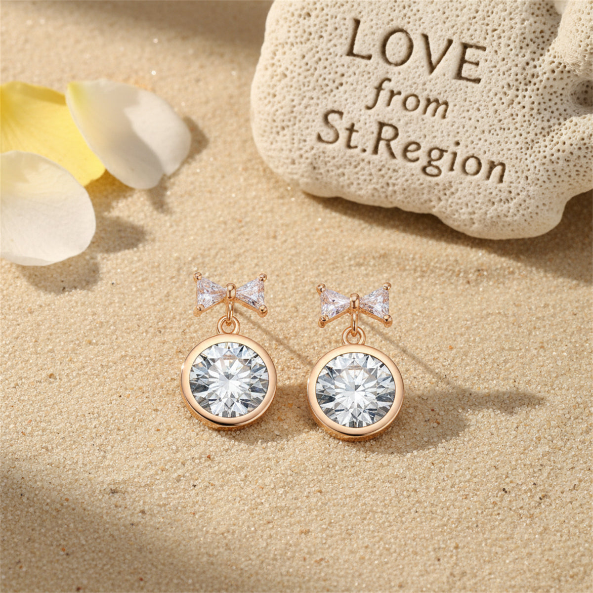 Crystal & Goldtone Bow Drop Earrings