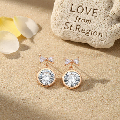 Crystal & Goldtone Bow Drop Earrings