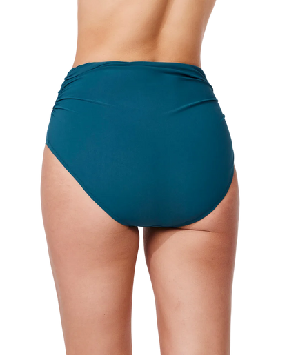 Gottex Shirred High Waist Swim Bottom - Petrol
