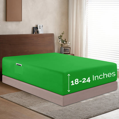 Elegant Comfort Extra Deep Pocket 18"-24" Single Fitted Sheet for High Mattress, Bright Shades