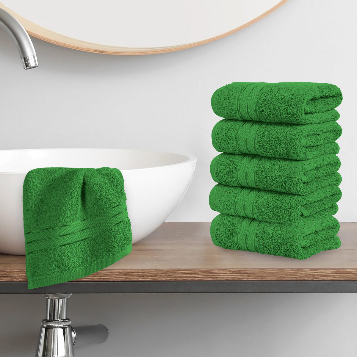 Elegant Comfort 6-Pack Premium Turkish Cotton Three Line Popcorn Washcloths Set, 13 x 13 inch