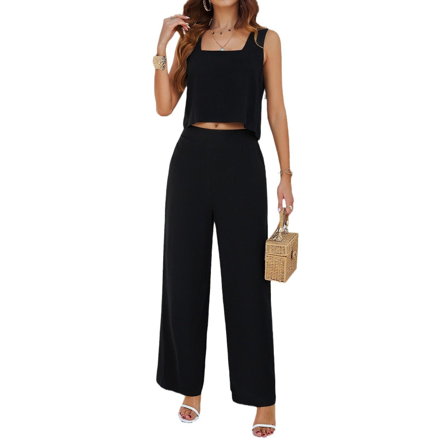 European and American Women’s Spring and Summer Casual Temperament Sleeveless Vest Set