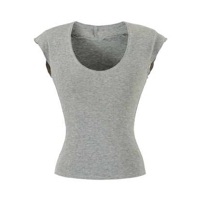 U-neck short sleeved T-shirt