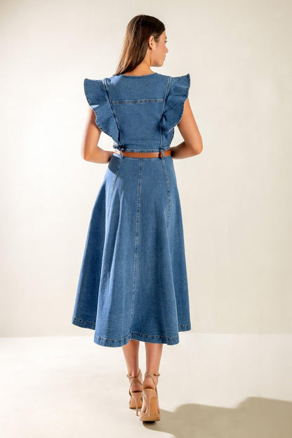 Classic With a Twist Denim Midi Dress