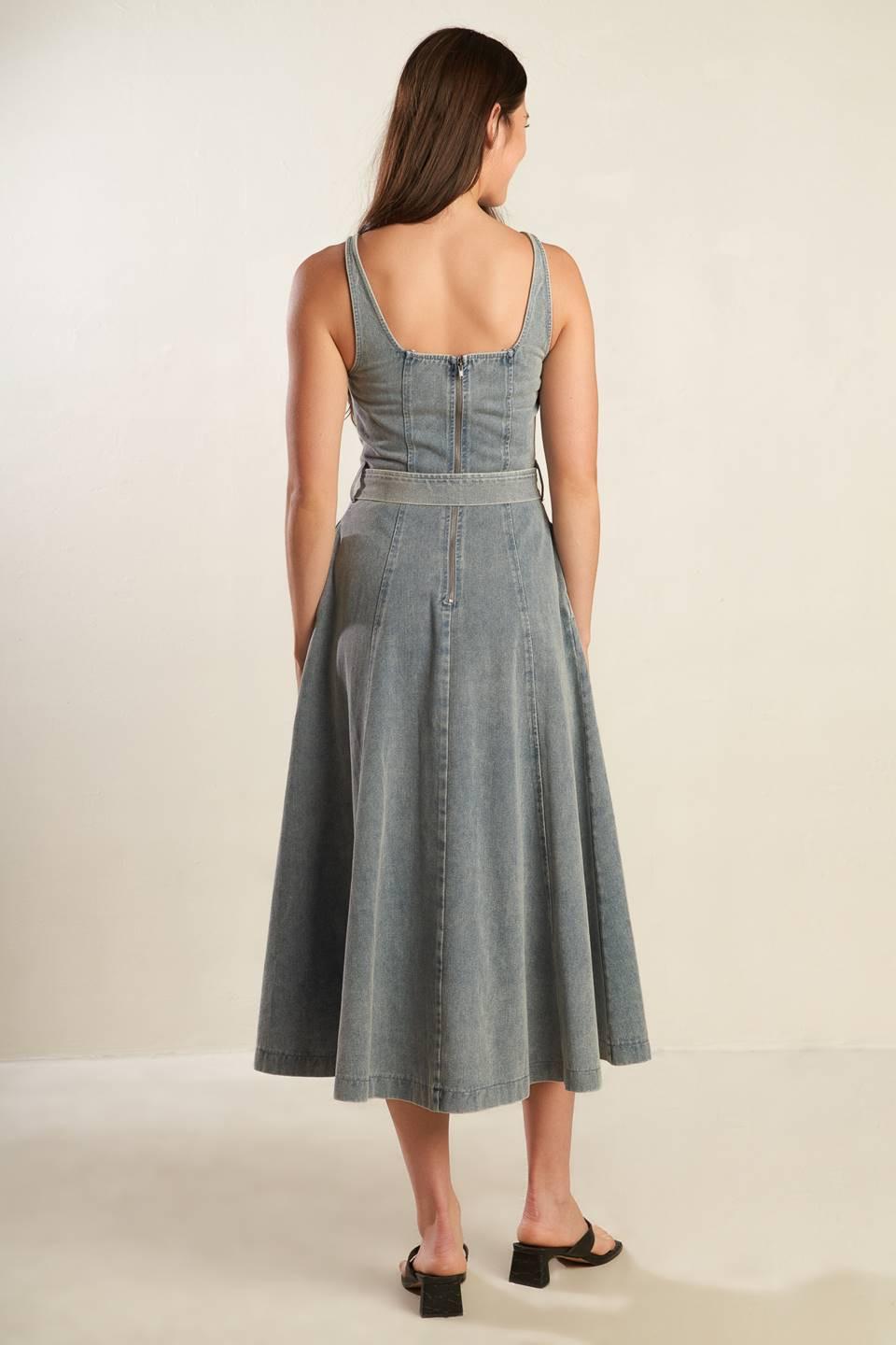 A Day at the Vineyard Denim Midi Dress