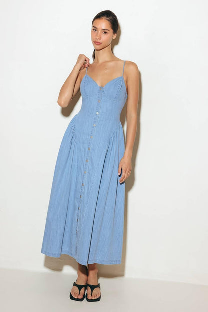Bluebell Breeze Lightweight Denim Midi Dress