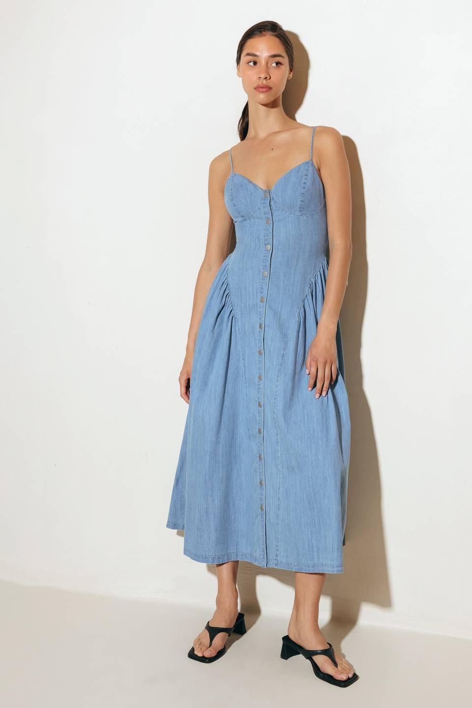 Bluebell Breeze Lightweight Denim Midi Dress