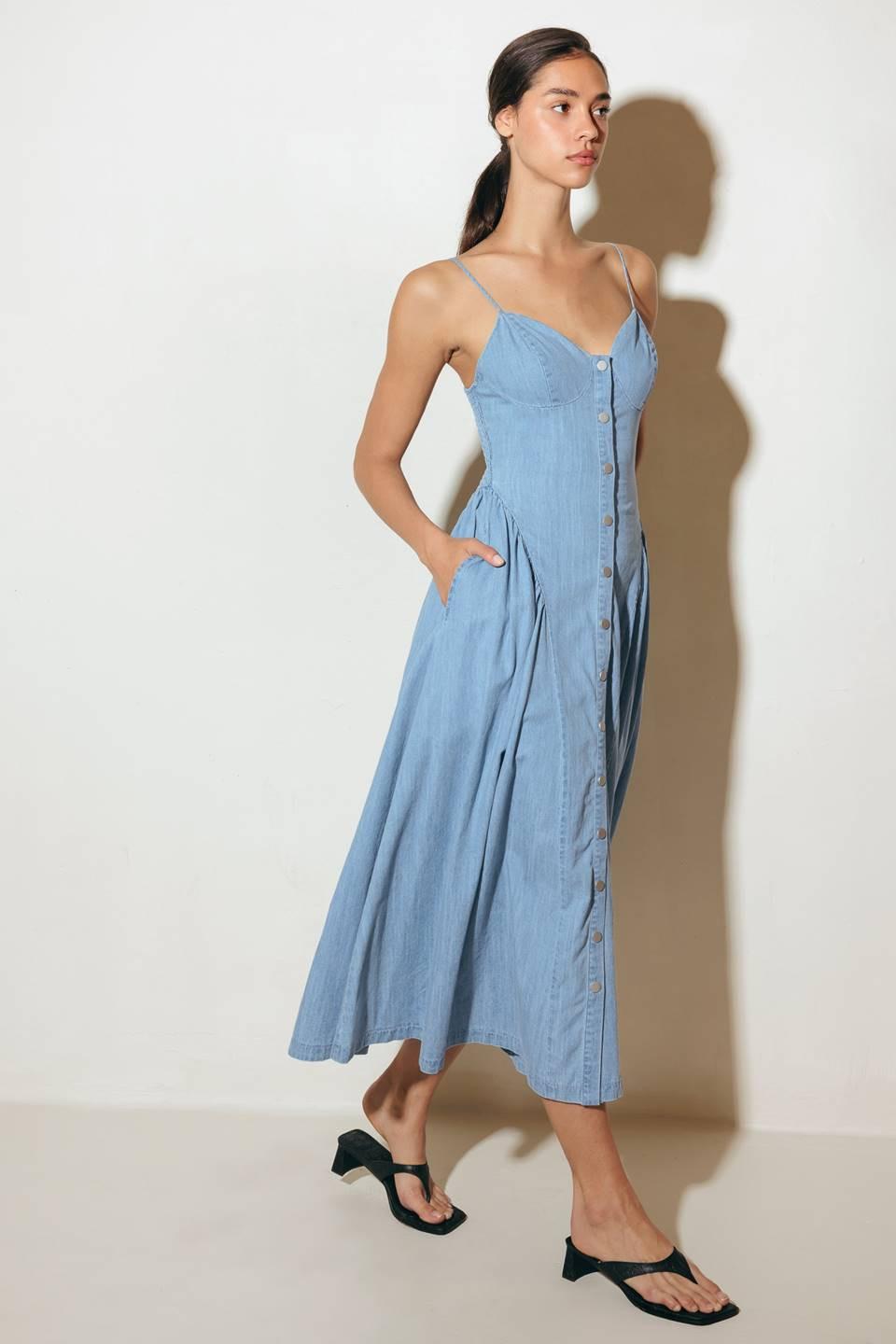 Bluebell Breeze Lightweight Denim Midi Dress