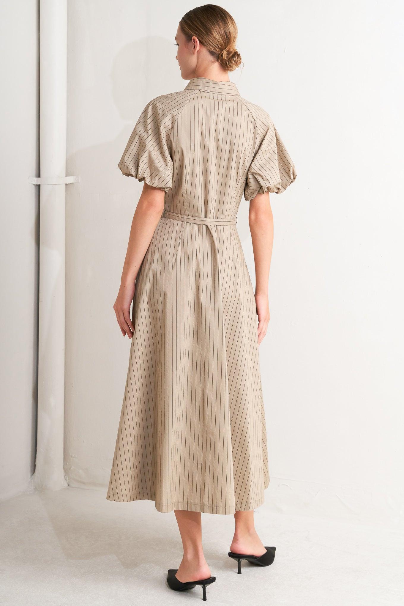 Classic Neutral Woven Midi Dress