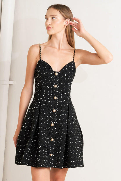 French Code Woven Tweed Mini Dress