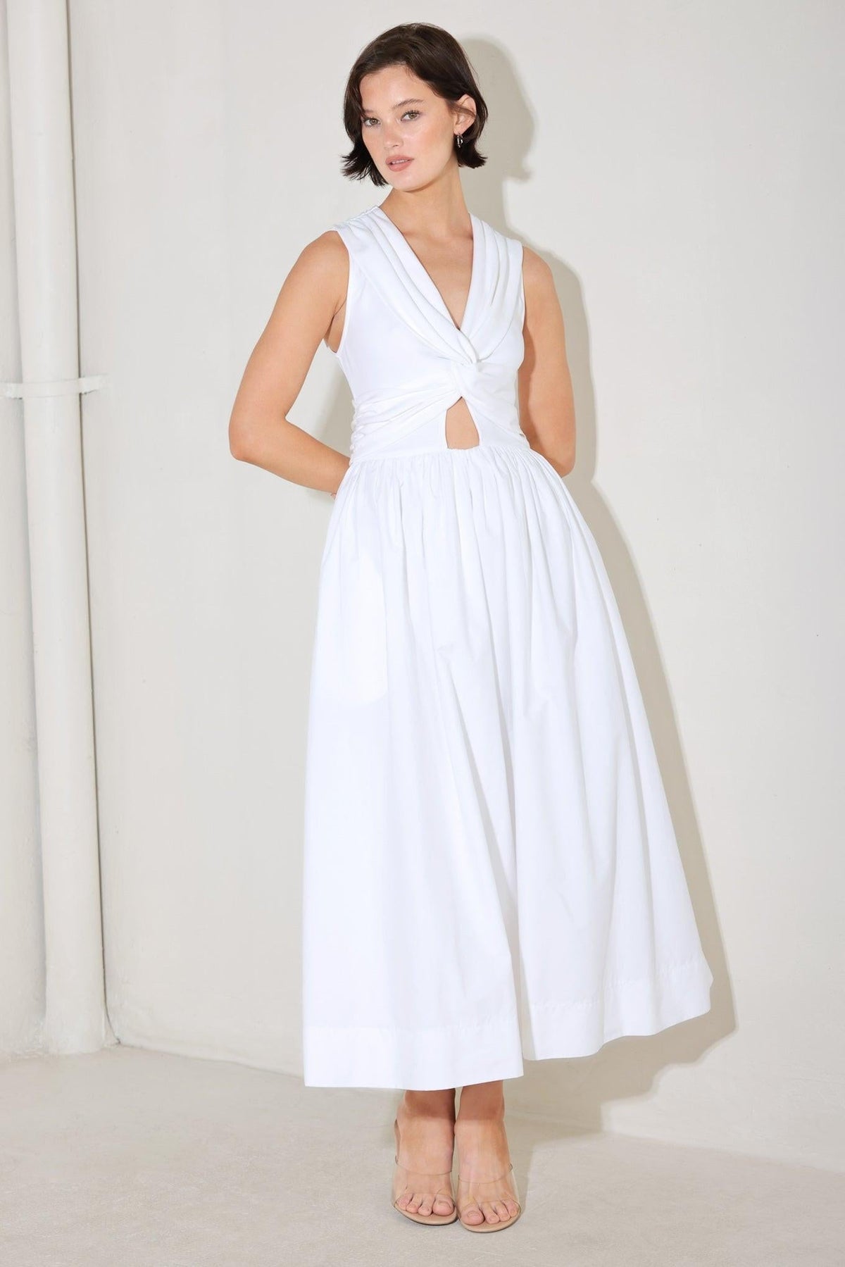 Angel Veil Solid Midi Dress