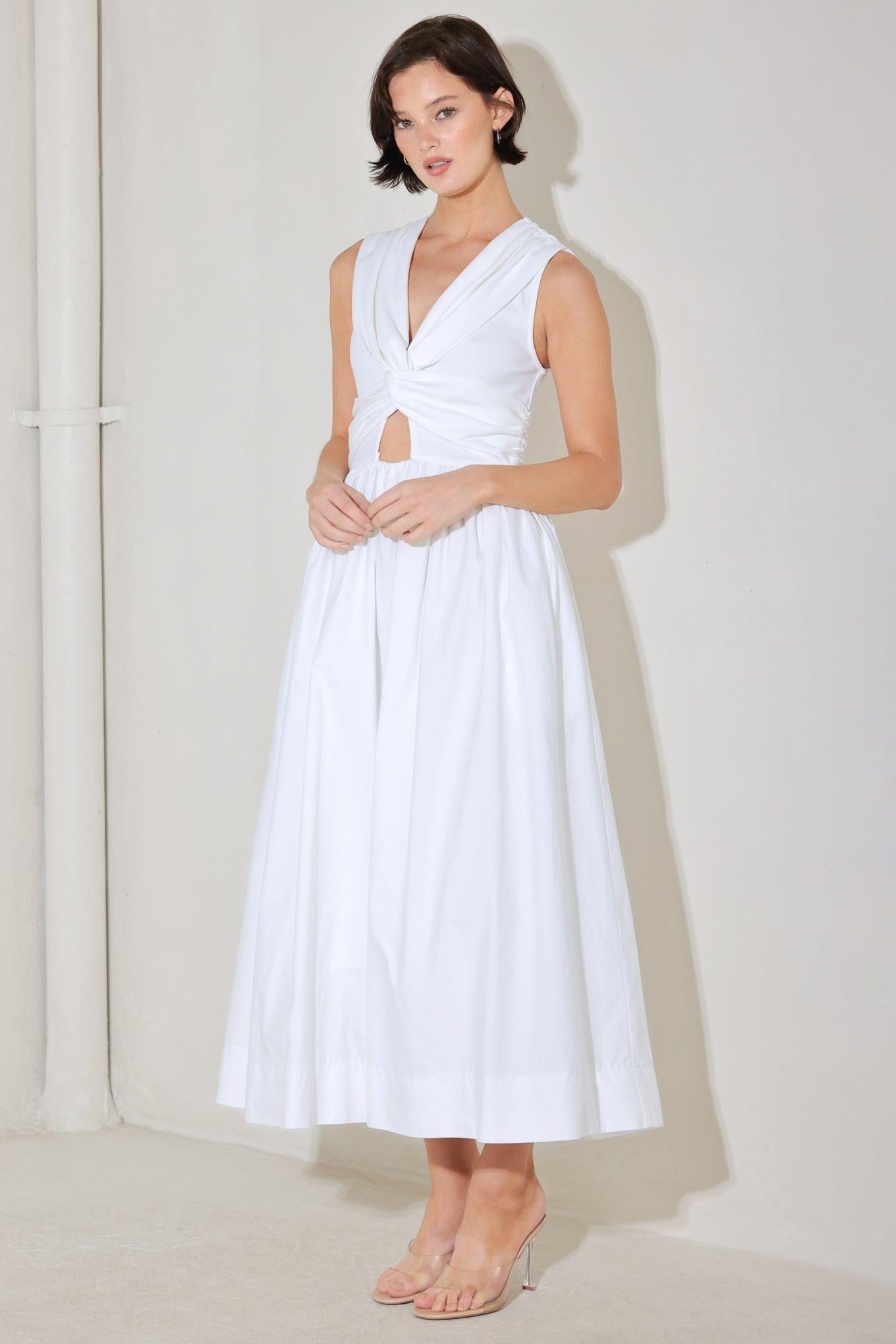 Angel Veil Solid Midi Dress