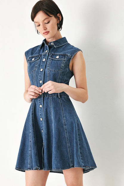 Casual Glam Denim Mini Dress