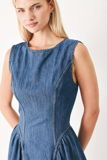 Contemporary Grace Denim Midi Dress