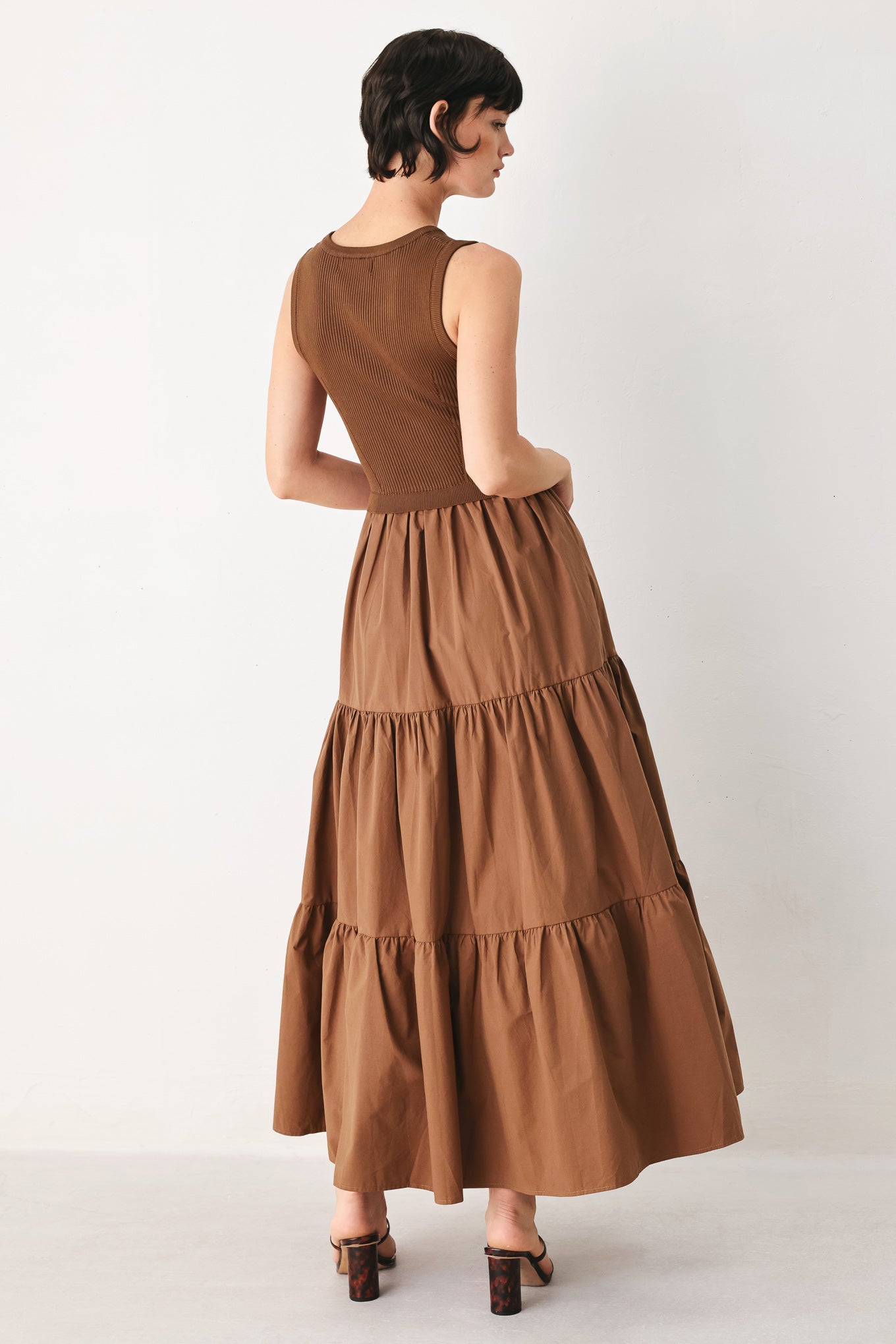 Espresso Dream Sweater Knit Midi Dress
