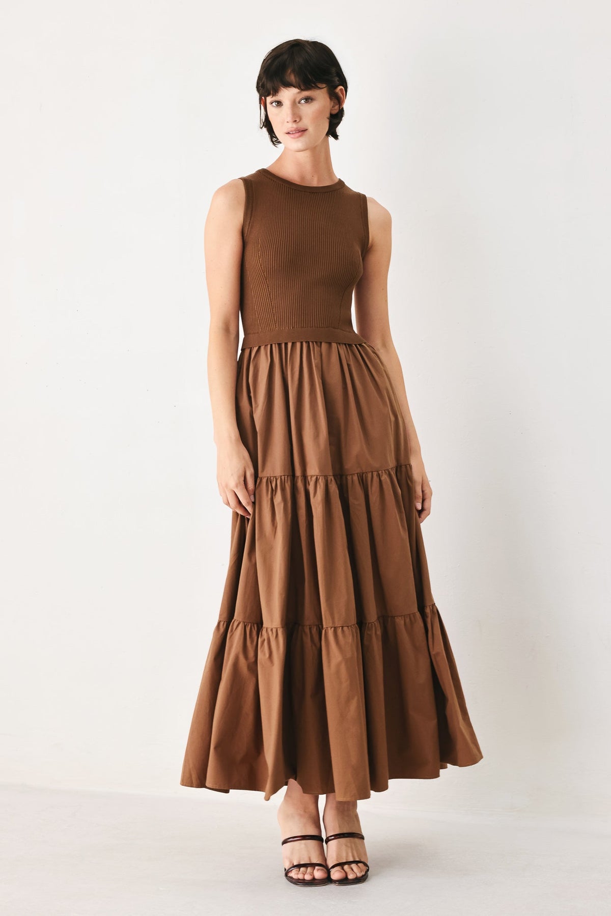 Espresso Dream Sweater Knit Midi Dress
