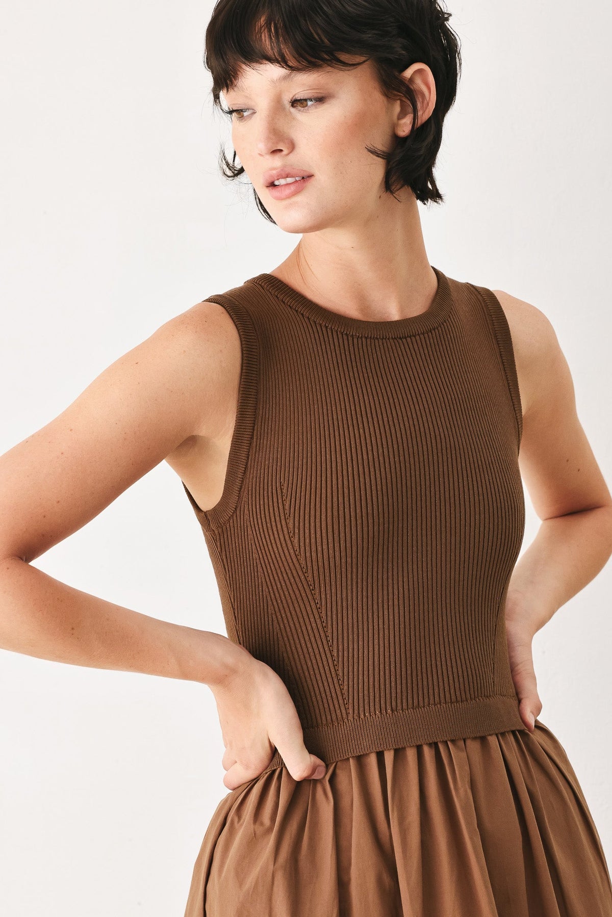 Espresso Dream Sweater Knit Midi Dress