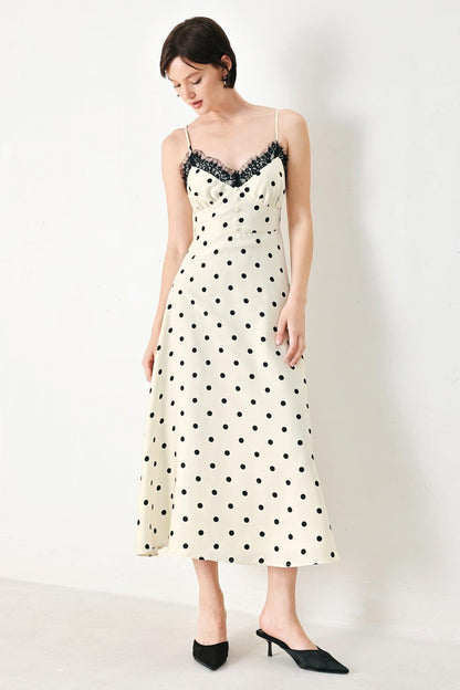 Dotty Sweetheart Woven Midi Dress