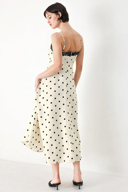 Dotty Sweetheart Woven Midi Dress