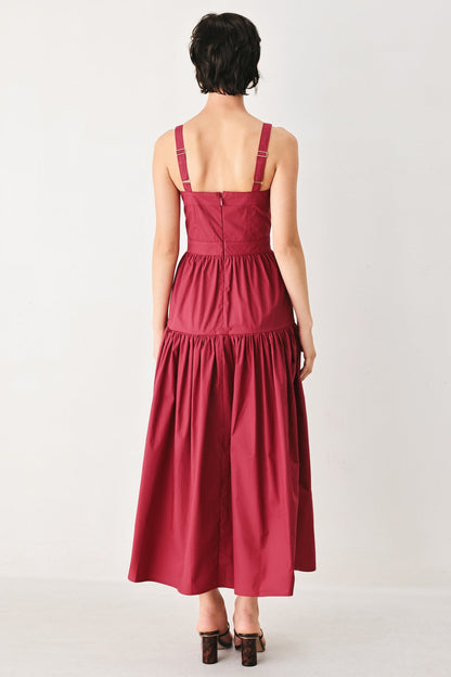 Berry Romance Woven Midi Dress