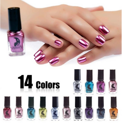 14-Color Metallic Nail Polish Set